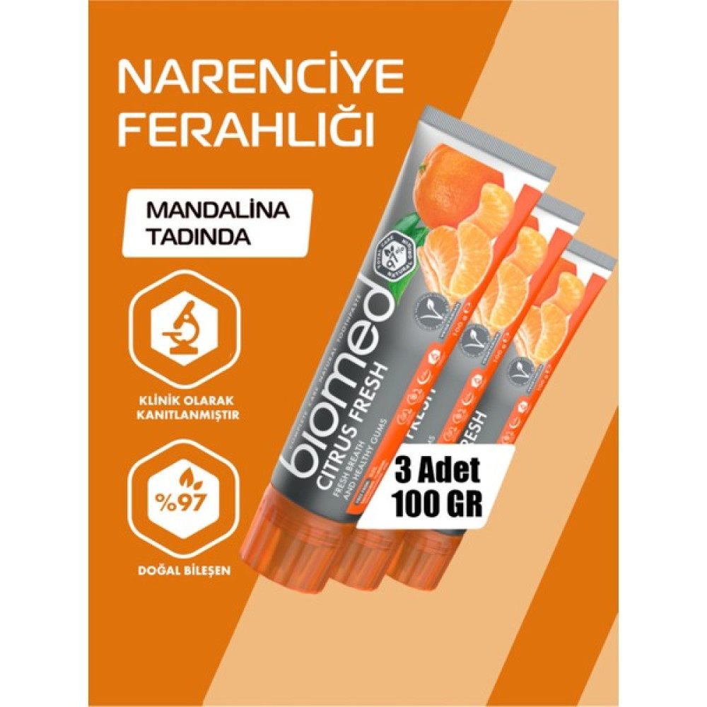 Biomed Cıtrus Fresh Diş Macunu Ağız Kokusu Etkili Narenciye Doğal Bitkisel Florürsüz Vegan 3 Adet Diş Macunları Fiyatı
