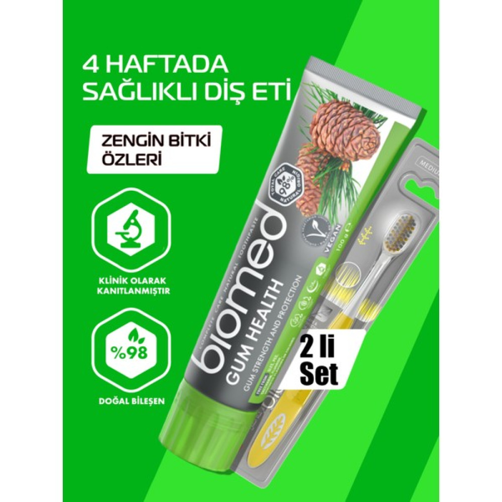 Biomed Gum Health Diş Macunu ve Silver Diş Fırçası 2'li Set Doğal Bitkisel Vegan Florürsüz Diş Macunları Fiyatı