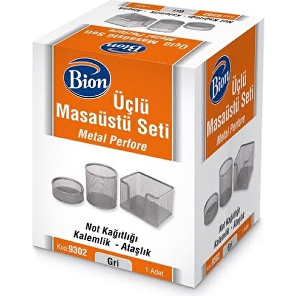 Bion Üçlü Masaüstü Seti Not Kağıtlığı Ataşlık Kalemlik Siyah - 1 Adet Kalemlik Fiyatı