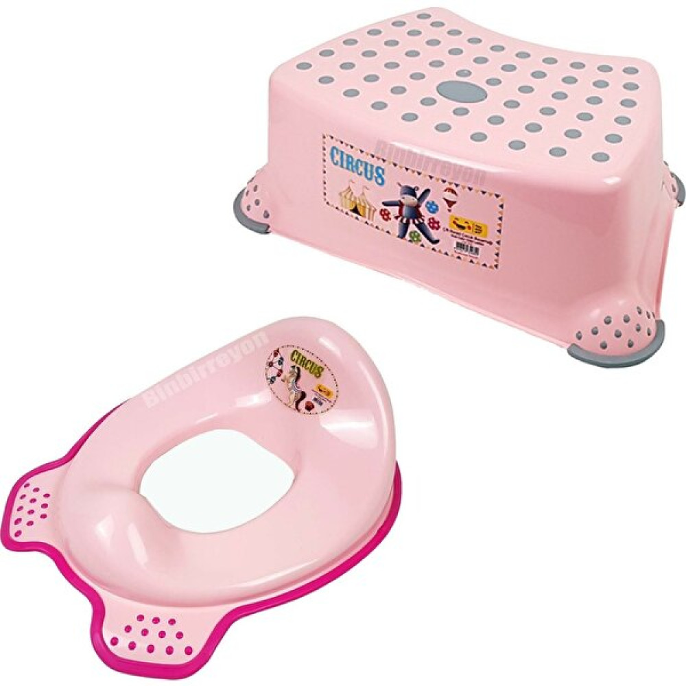 Bioonde Çocuk Banyo Set, Kaydırmaz Çocuk Taburesi ve Klozet Adaptörü - Açık Pembe Klozet Adaptörü Fiyatı