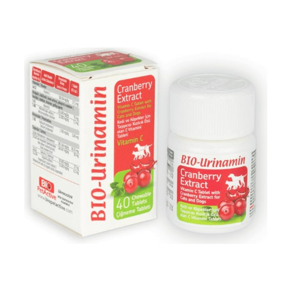 BioPetactive Urinamin C Vitamini Çiğneme Tableti 40 Tablet Evcil Hayvan Ürünleri Fiyatı