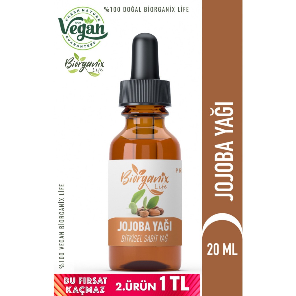 Biorganix Life Jojoba Yağı 20 ml Bitkisel Sabit Yağ Doğal Vegan Ürün Bitkisel Yağlar Fiyatı