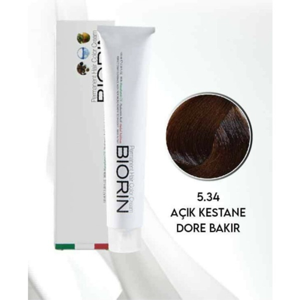 Biorin Permanent Hair Color Cream 100 ml No: 5.34 Açık Kestane Dore Bakır Oto Boyaları Fiyatı