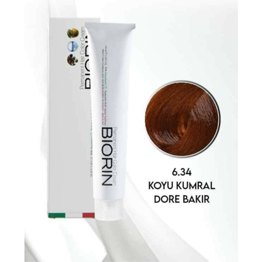 Biorin Permanent Hair Color Cream 100 ml No: 6.34 Koyu Kumral Dore Bakır Oto Boyaları Fiyatı