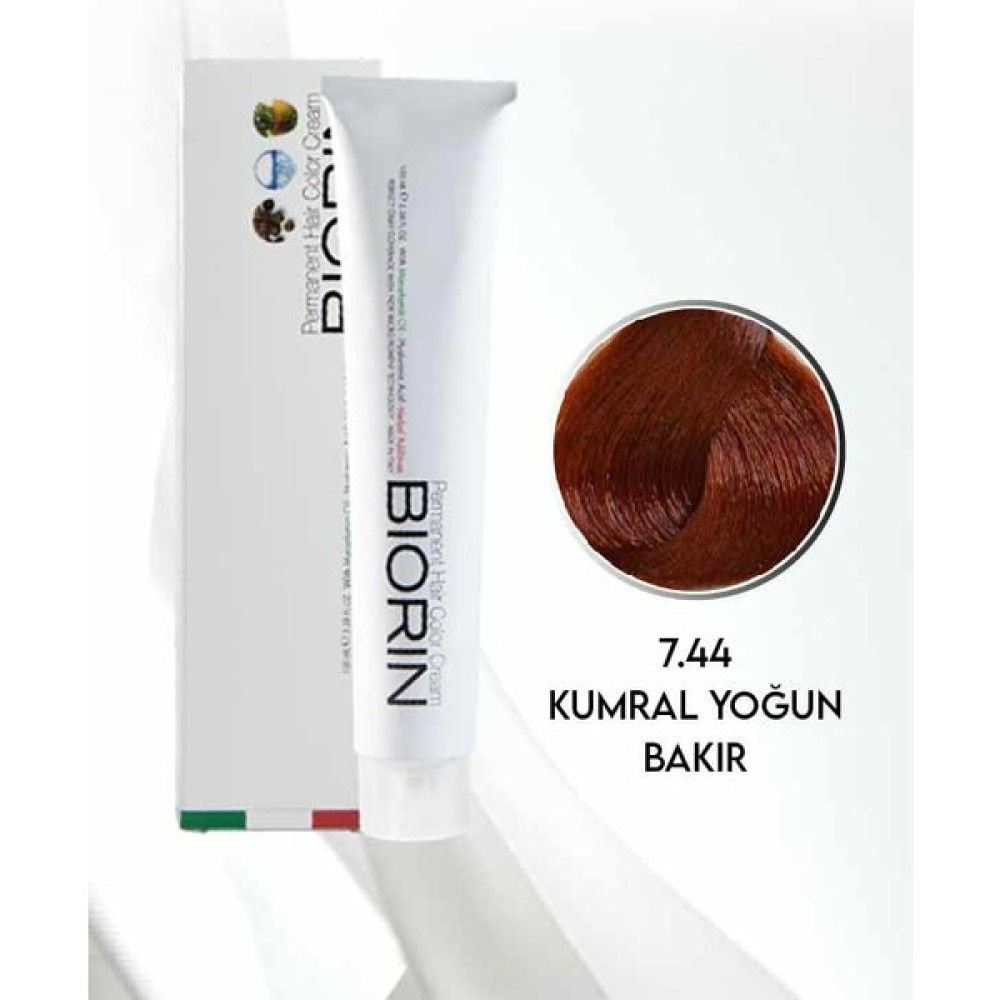 Biorin Permanent Hair Color Cream 100 ml No: 7.44 Kumral Yoğun Bakır Oto Boyaları Fiyatı