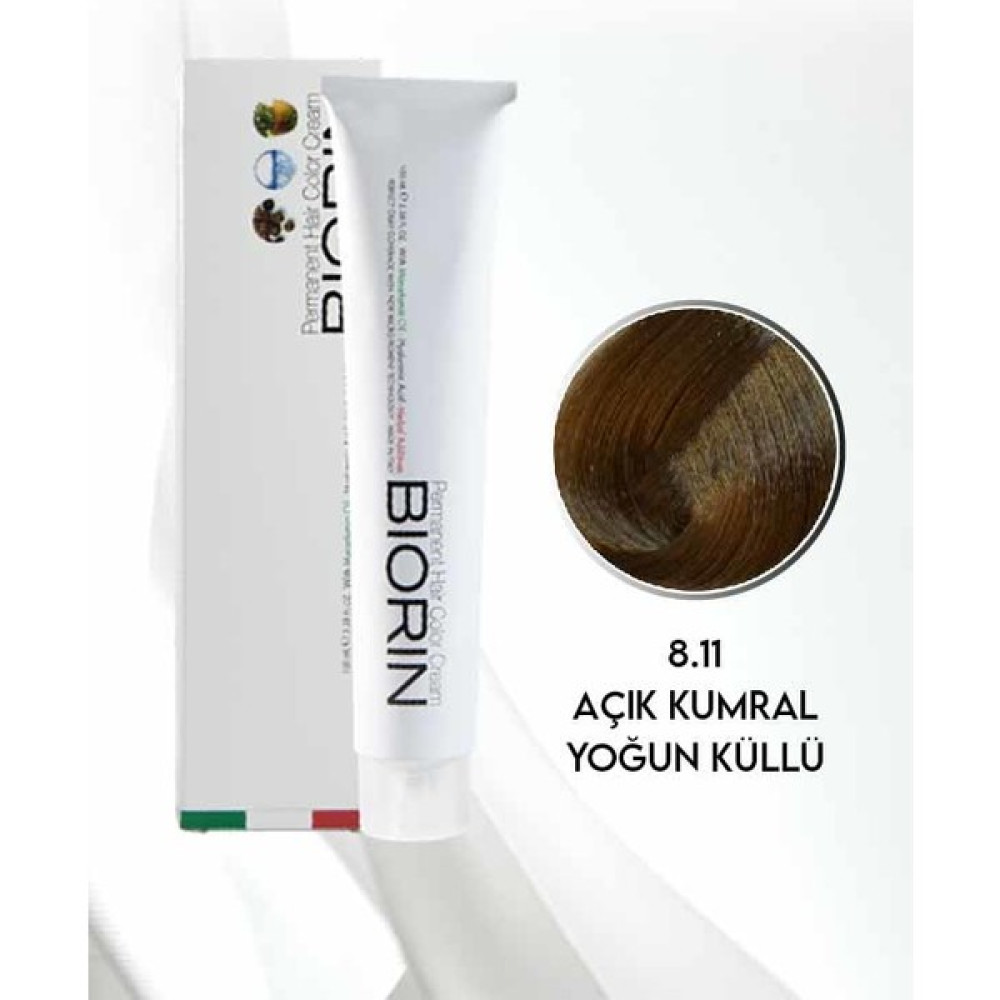 Biorin Permanent Hair Color Cream 100 ml No: 8.11 Açık Kumral Yoğun Küllü Oto Boyaları Fiyatı