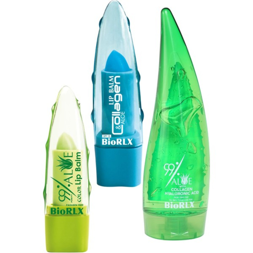 Biorlx Aloe Vera (Renkli + Kolajen) Dudak Balmı + %99 Aloe Vera Kolajen Hyalüronik Asit Jel 3'ü 1 Nemlendiriciler Fiyatı
