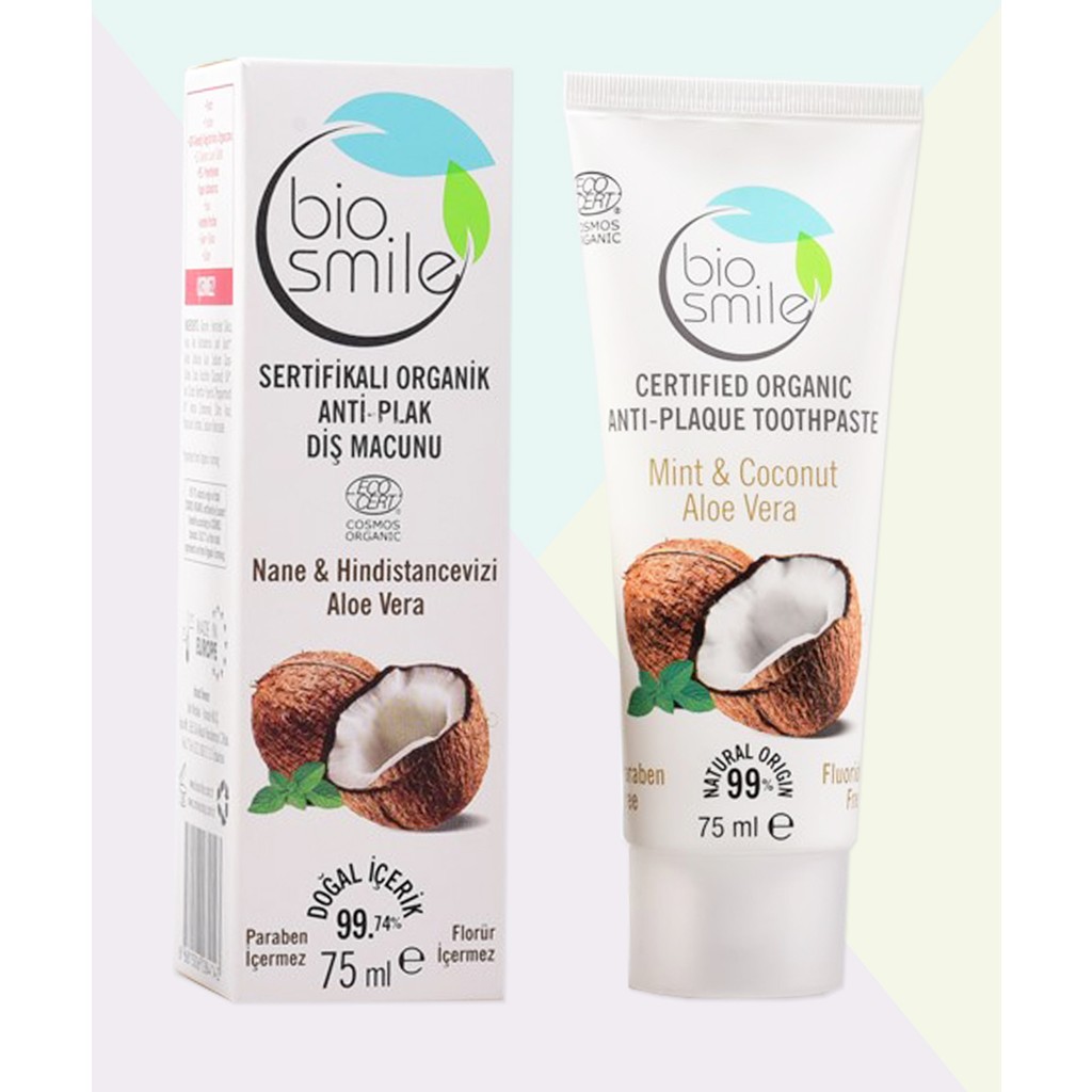 Biosmile 75 ml Organik Sertifikalı Anti-Plak Diş Macunu Nane ve Hindistancevizi Aromalı SLS İçermez Diğer Fiyatı