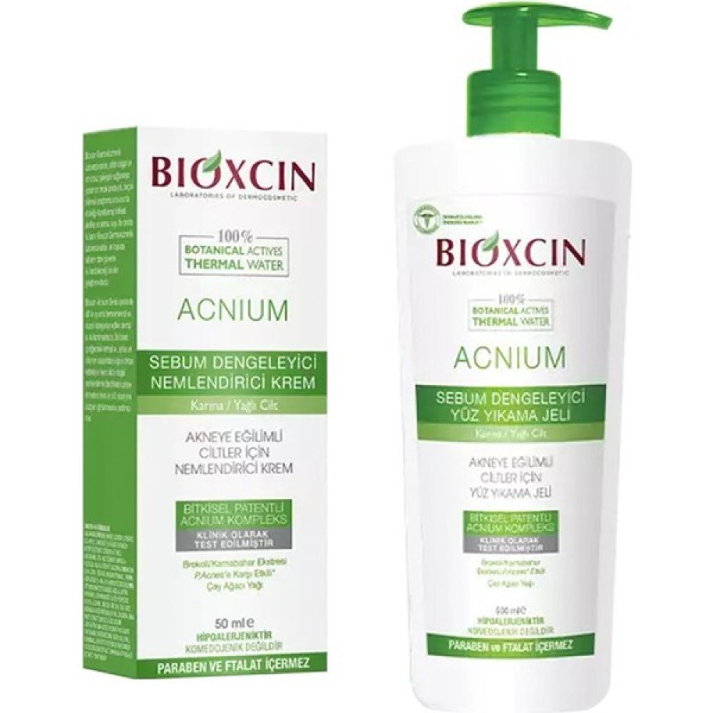 Bioxcin Acnium Sebium Dengeleyici Yüz Yıkama Jeli 500 ml + Bioxcin Acnium Sebum Dengeleyici Nemlendirici Krem 50 ml Cilt Temizleme ve Peeling Fiyatı