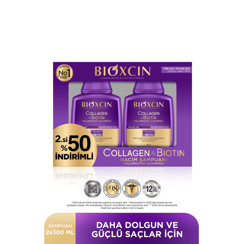 Bioxcin Collagen & Biotin Ekstra Hacim & Dolgunlaştırıcı Şampuan 300 Ml - 2 Li Avantaj Seti Şampuan ve Saç Kremi Fiyatı
