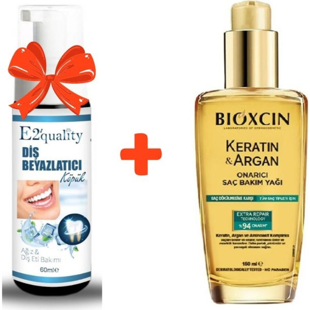 Bioxcin E2'Quality Diş Beyazlatıcı Köpük + Bioxcin Keratin & Argan Onarıcı Saç Bakım Yağı 150 Ml - Yıpranmış Ve Hasar Görmüş Saçlar - 1 Saç Bakım Maskeleri & Serumlar & Spreyler Fiyatı