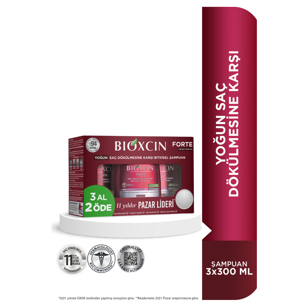 Bioxcin Forte Şampuan 3 Al 2 Öde 3*300 Ml Yoğun Dökülme Karşıtı Bitkisel Şampuan Şampuan ve Saç Kremi Fiyatı