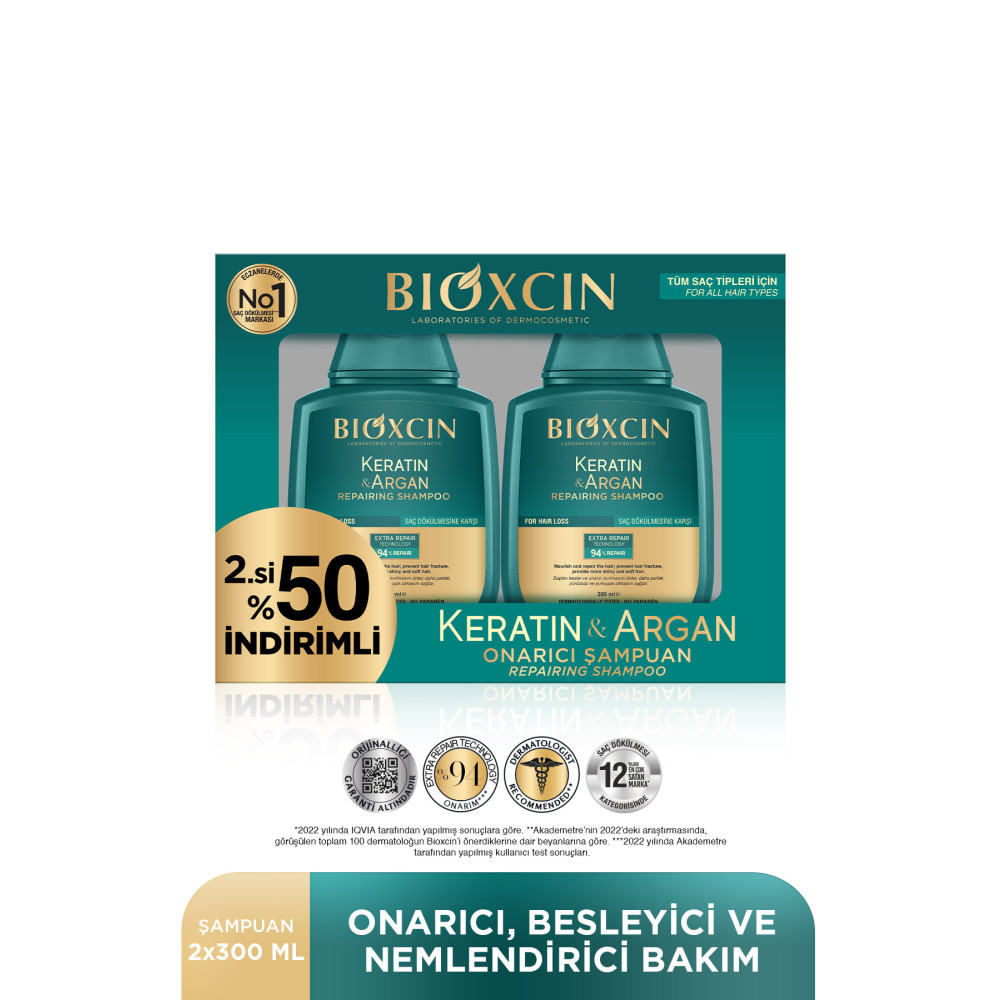 Bioxcin Keratin & Argan Onarıcı Şampuan 300 Ml - Yıpranmış Ve Hasar Görmüş Saçlar 2 Li Avantaj Set Şampuan ve Saç Kremi Fiyatı