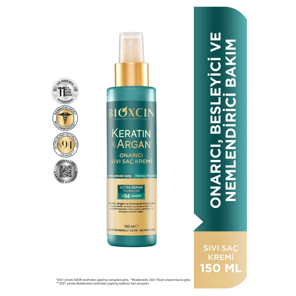 Bioxcin Keratin & Argan Onarıcı Sıvı Saç Bakım Kremi 150 Ml Yıpranmış Ve Hasar Görmüş Saçlar Şampuan ve Saç Kremi Fiyatı
