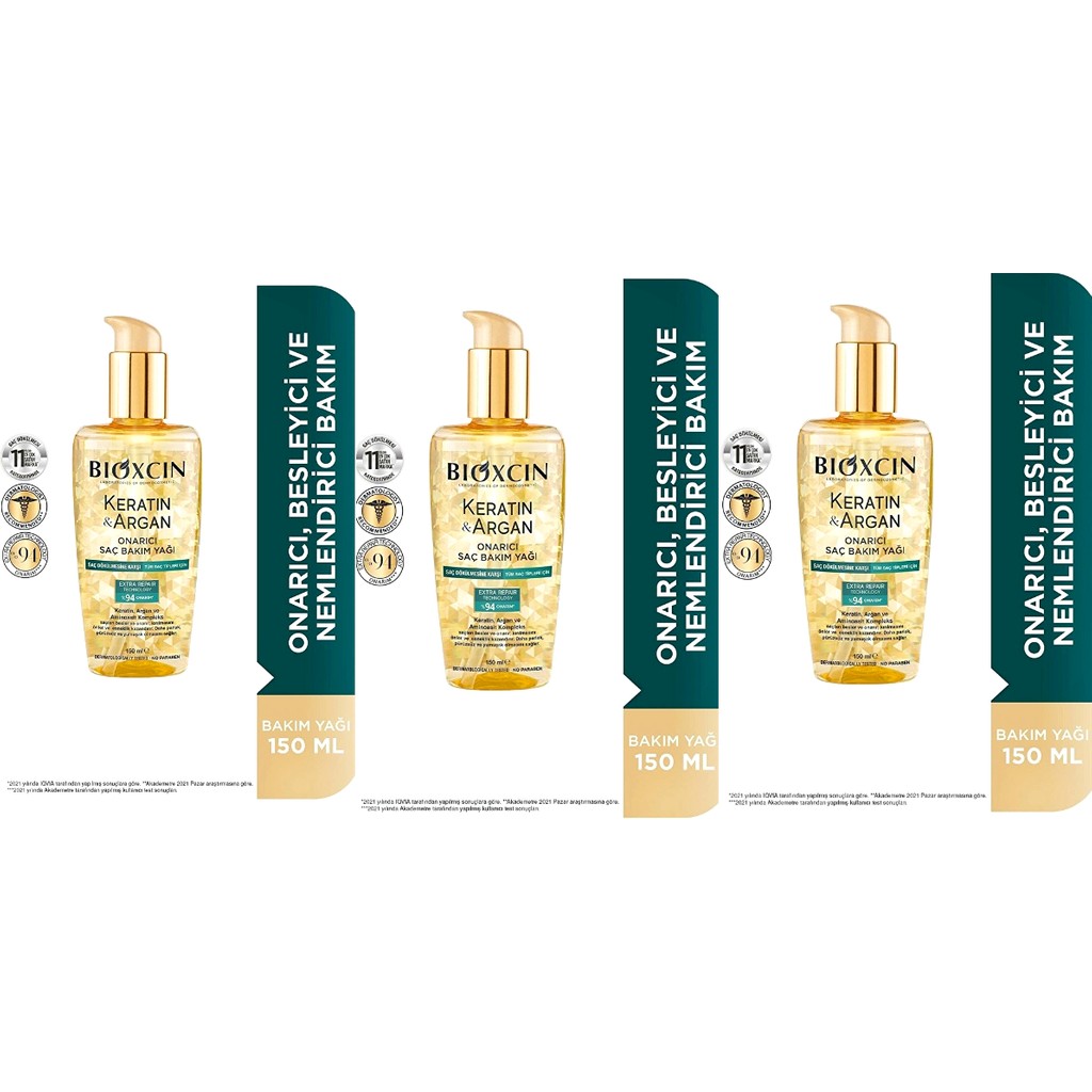 Bioxcin Saç Bakım Yağı Onarıcı Keratin & Argan 150 ml 3 Kutu Saç Dökülmesine Karşı Ürünler Fiyatı