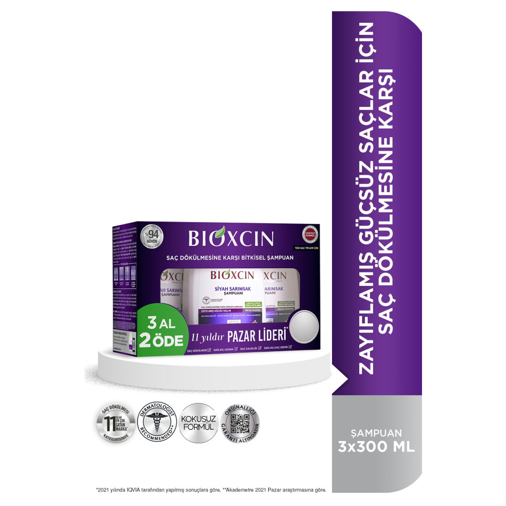 Bioxcin Siyah Sarımsak Şampuan 3x300 Ml - Saç Dökülmesi Şampuanı Şampuan ve Saç Kremi Fiyatı