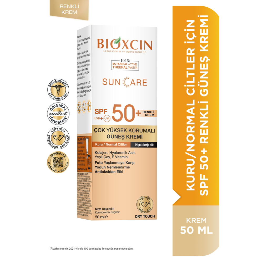 Bioxcin Sun Care Çok Yüksek Korumalı Kuru Ciltler Için Renkli Güneş Kremi Tinted Spf 50+ 50 ml Güneş Kremleri ve Losyonları Fiyatı