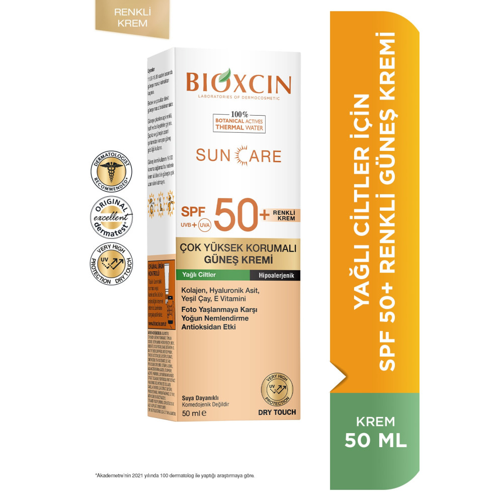 Bioxcin Sun Care Çok Yüksek Korumalı Yağlı Ciltler Için Renkli Güneş Kremi Tinted Spf 50+ 50 Ml Güneş Kremleri ve Losyonları Fiyatı