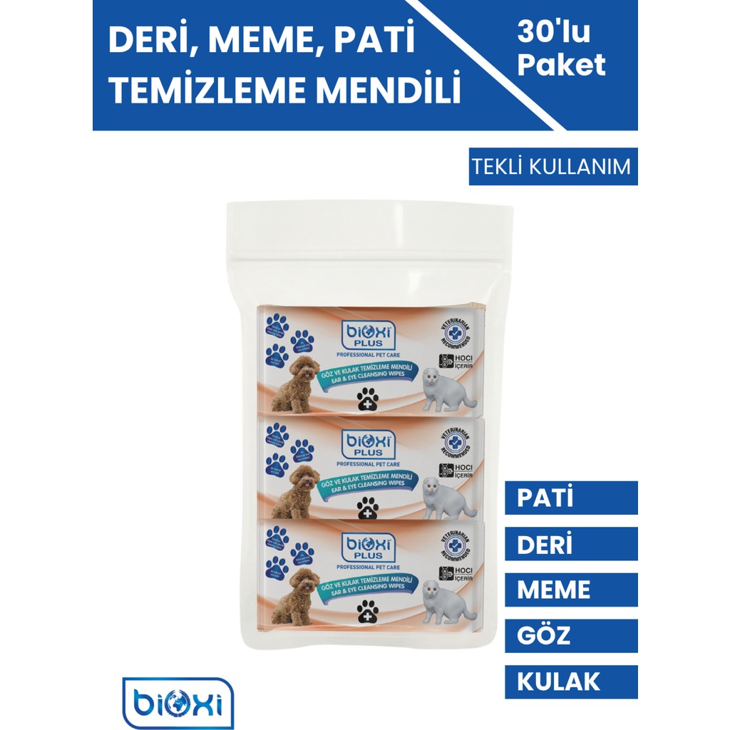 Bioxi Animal Health Kedi Köpek Çok Amaçlı 30’lu Temizleme Mendili Evcil Hayvan Ürünleri Fiyatı