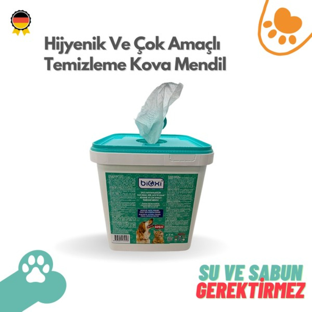 Bioxi® Evcil Hayvanlar Için Tüy ve Pati Hijyenik ve Çok Amaçlı Temizleme Kova Mendil Evcil Hayvan Ürünleri Fiyatı