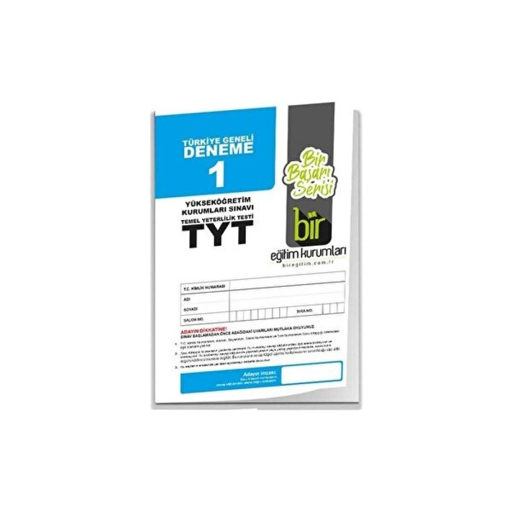 Bir Eğitim Kurumları TYT Türkiye Geneli Deneme 1 Temel Yeterlilik Testi (TYT) Fiyatı
