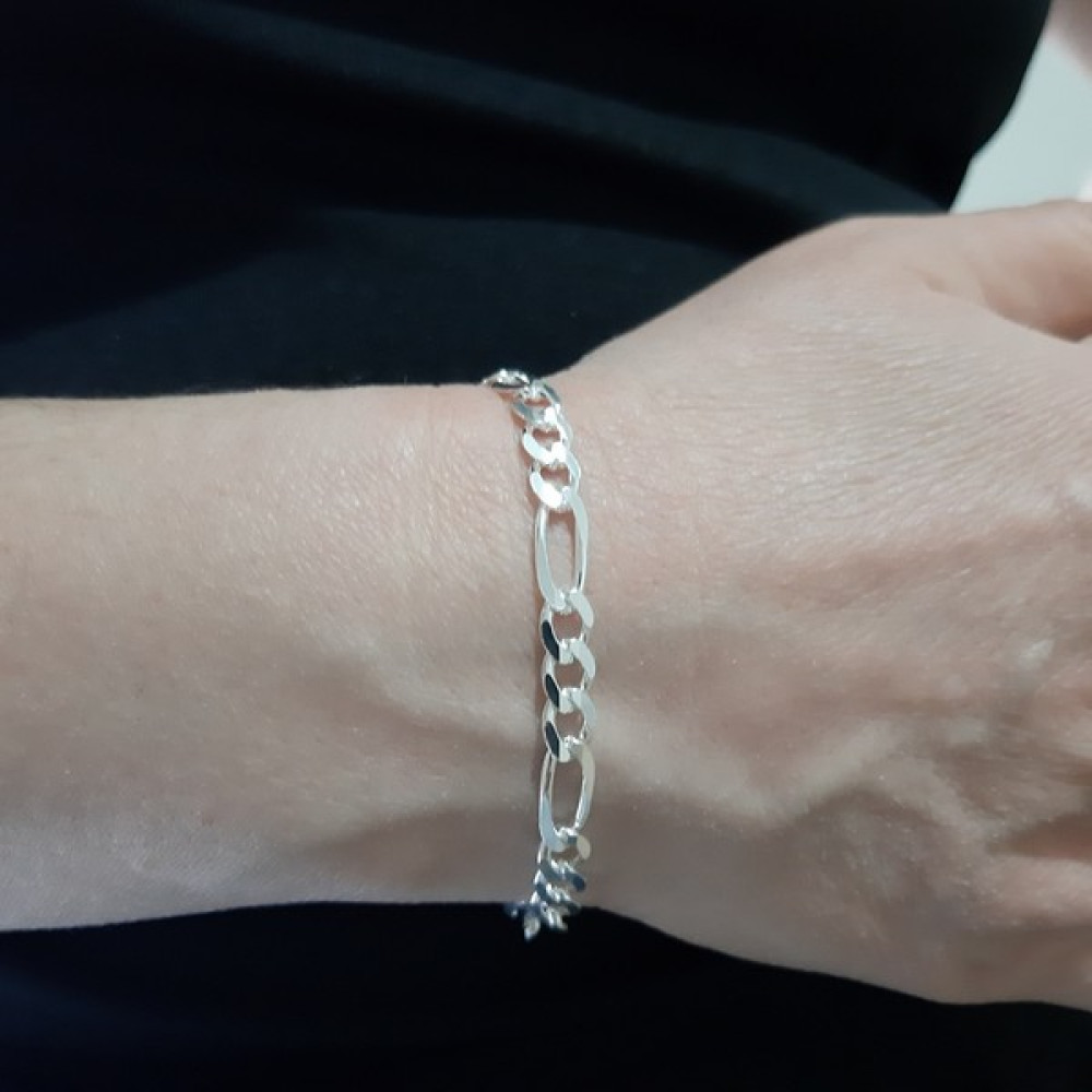 Bir Gümüş Aşkı 925 Ayar Gümüş Figaro Model Erkek Bileklik 5.5 mm Saat ve Bileklik Aksesuarı Fiyatı