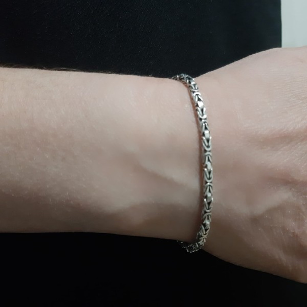 Bir Gümüş Aşkı 925 Ayar Gümüş Kare Kral Model Erkek Bileklik 2.6 mm Saat ve Bileklik Aksesuarı Fiyatı