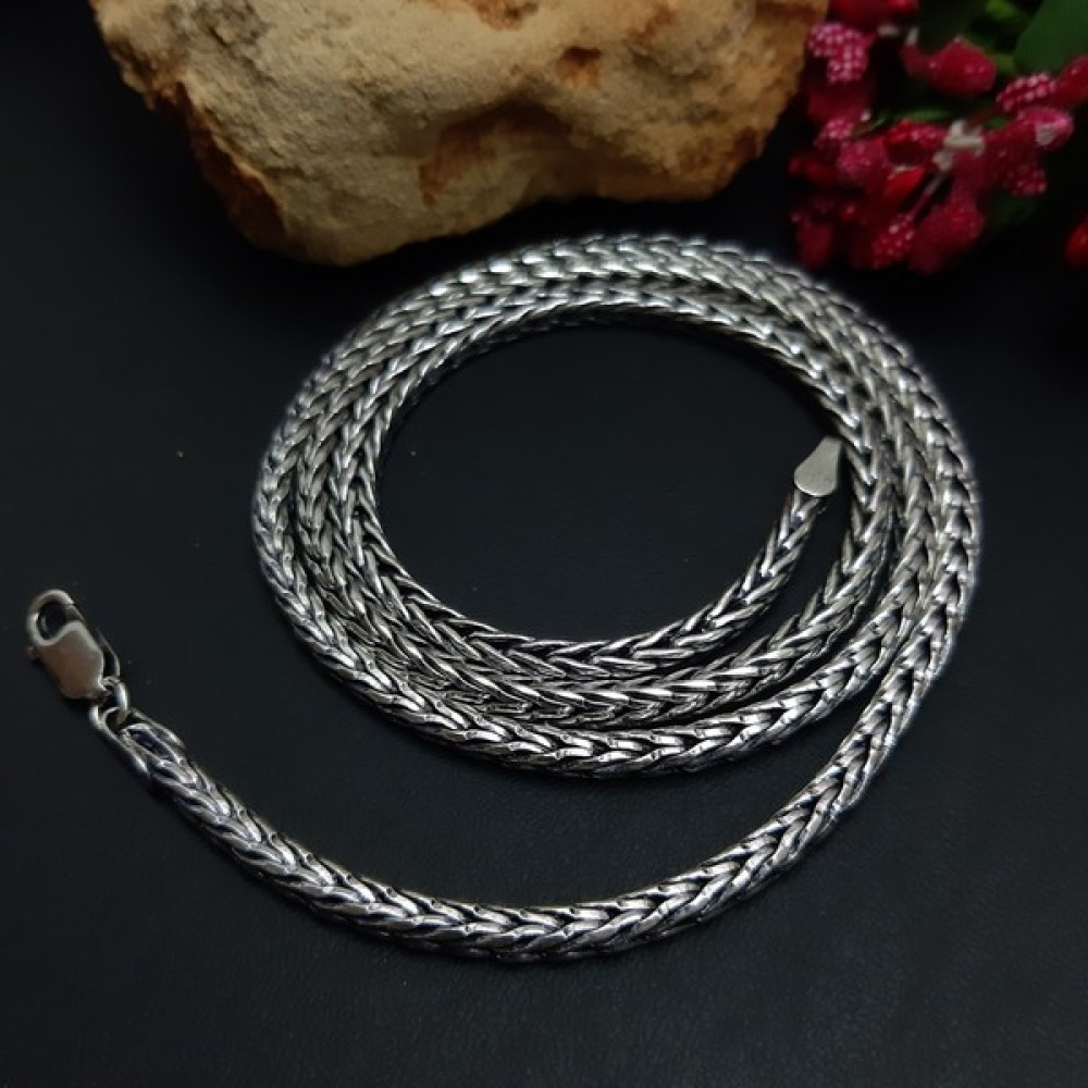 Bir Gümüş Aşkı 925 Ayar Gümüş Tilki Kuyruğu Model Erkek Zincir Kolye 3.5 mm Kolyeler Fiyatı