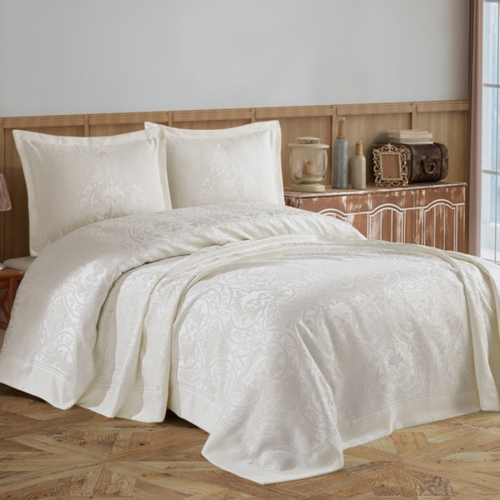 Bir Home Birhome Valeron Pano Şönil Çift Kişilik Yatak Örtüsü - 240 x 260 cm - Krem Yatak Örtüsü Fiyatı