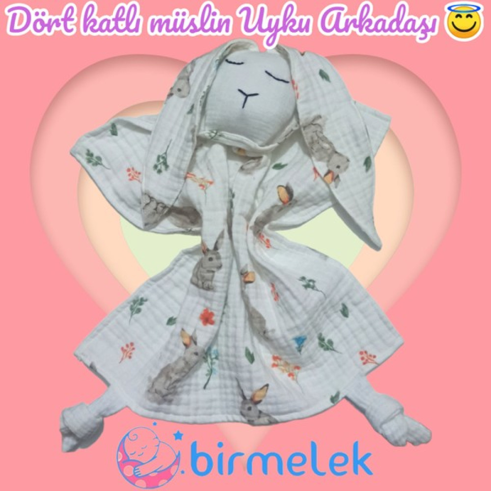 Bir Melek Dört Katlı Müslin Uyku Arkadaşı 40X40 cm - Desenli Bebek Oyuncakları Fiyatı