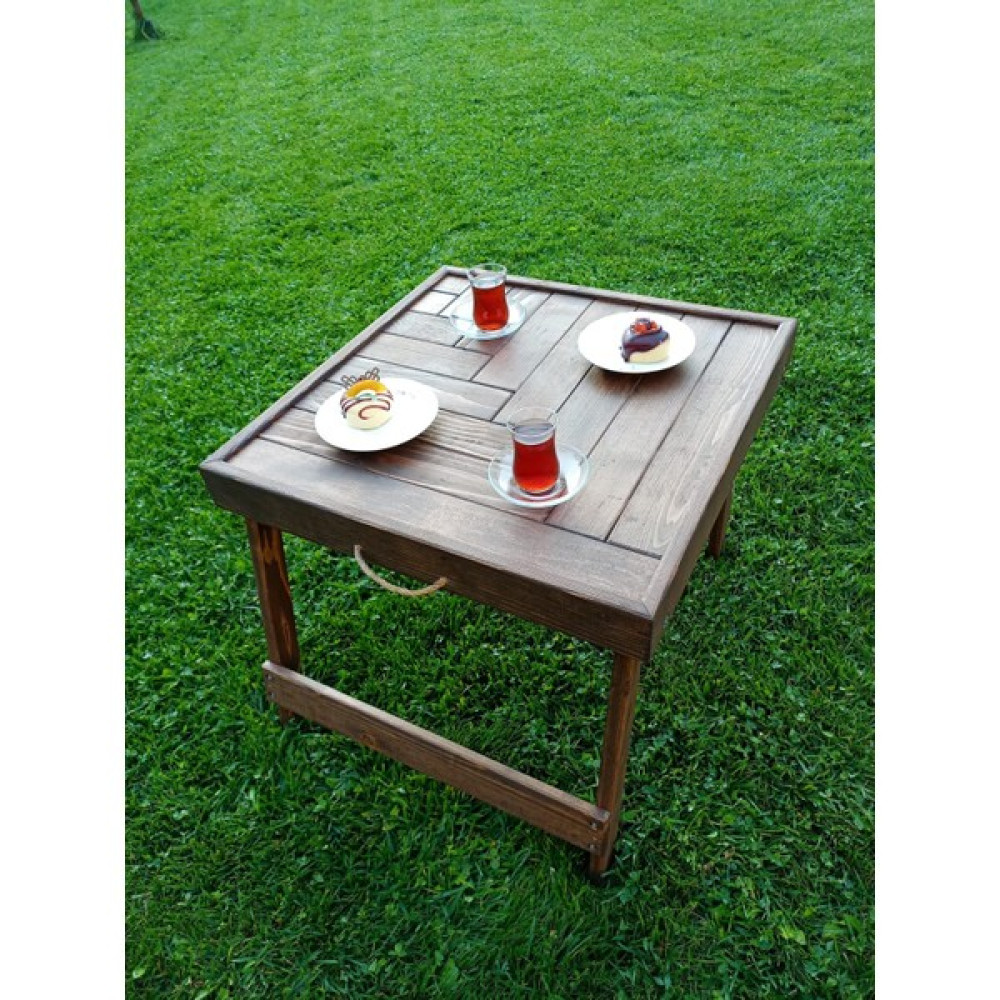BİRAYSE Ahşap 50X50 Rustik Katlanır Piknik ve Kamp Sehpası Kamp & Piknik Masası Fiyatı