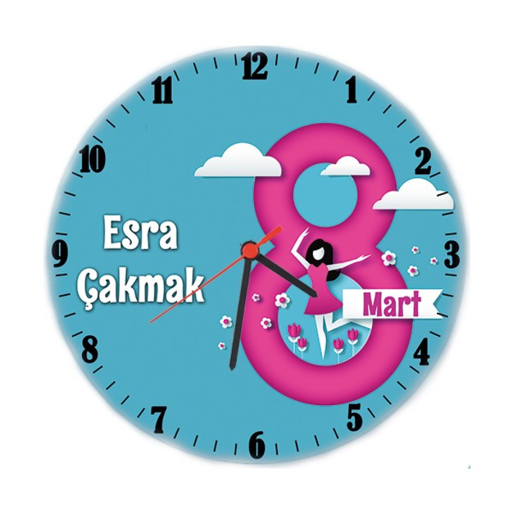 Biresimden 8 Mart Hediyesi Dünya Kadınlar Günü Isimli Cam Duvar Saati Ofis Malzemeleri Fiyatı