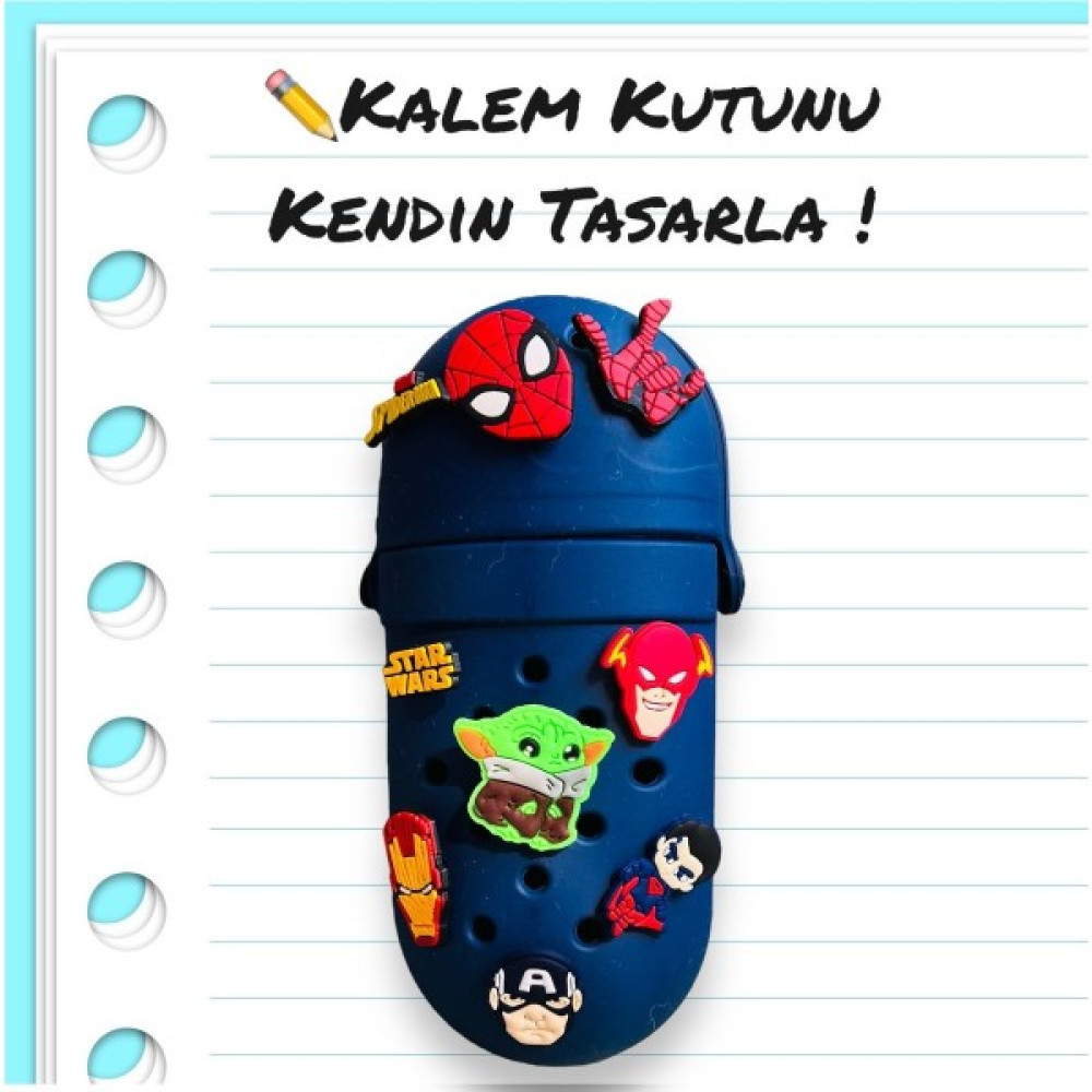 Birikiyedi Lacivert Silikon Crocs Süslü Kalem Kutusu (Süsler Görsel Amaçla Kullanılmıştır.fiyata Dahil Değildir Kalemlik (Kalem Kutusu) Fiyatı