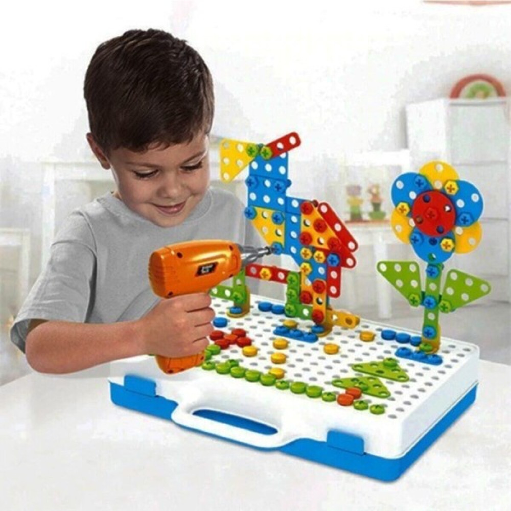 Birlik Toys 11B Matkaplı Vidalama ve 3D Yaratıcı Mozaik Puzzle 198 Parça Creative Portable Box Yapı - Renkli Eğitici Oyuncak Fiyatı