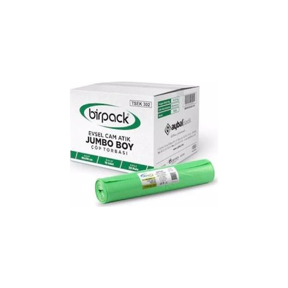 Birpack Sıfır Atık Cam Atık Jumbo Boy Çöp Torbası 80 x 110 20 Rulo Çöp Poşetleri Fiyatı
