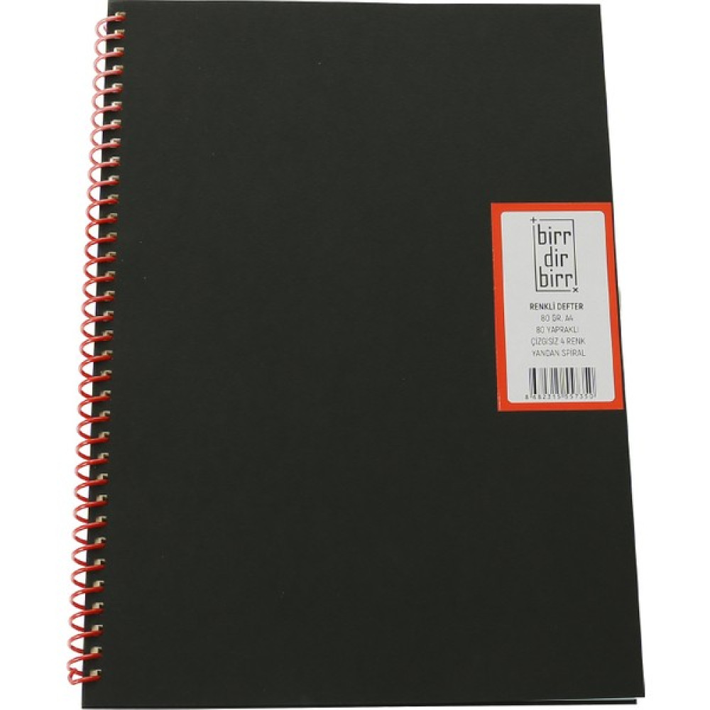 Birrdirbirr Renkli Defter 80 Yapraklı A4 Çizgisiz 4 Renk Yandan Spiral Spiralli Defter Fiyatı
