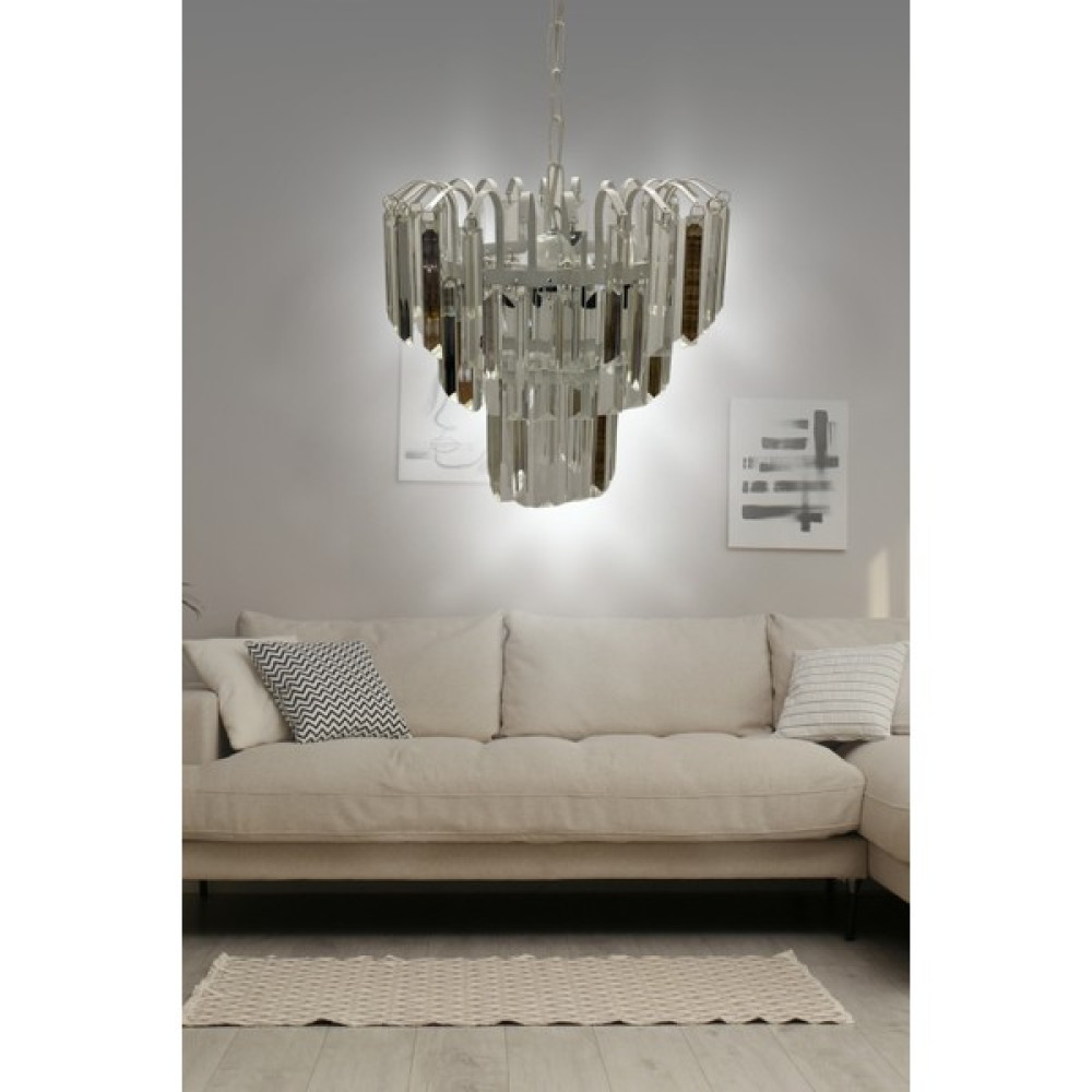 Birsen Aydınlatma Aliza Beyaz 30X30 Cm'lik Kristal Taşlı Lüks Avize - Yatak Odası - Salon - Mutfak - Hol - 1'li Avize Fiyatı