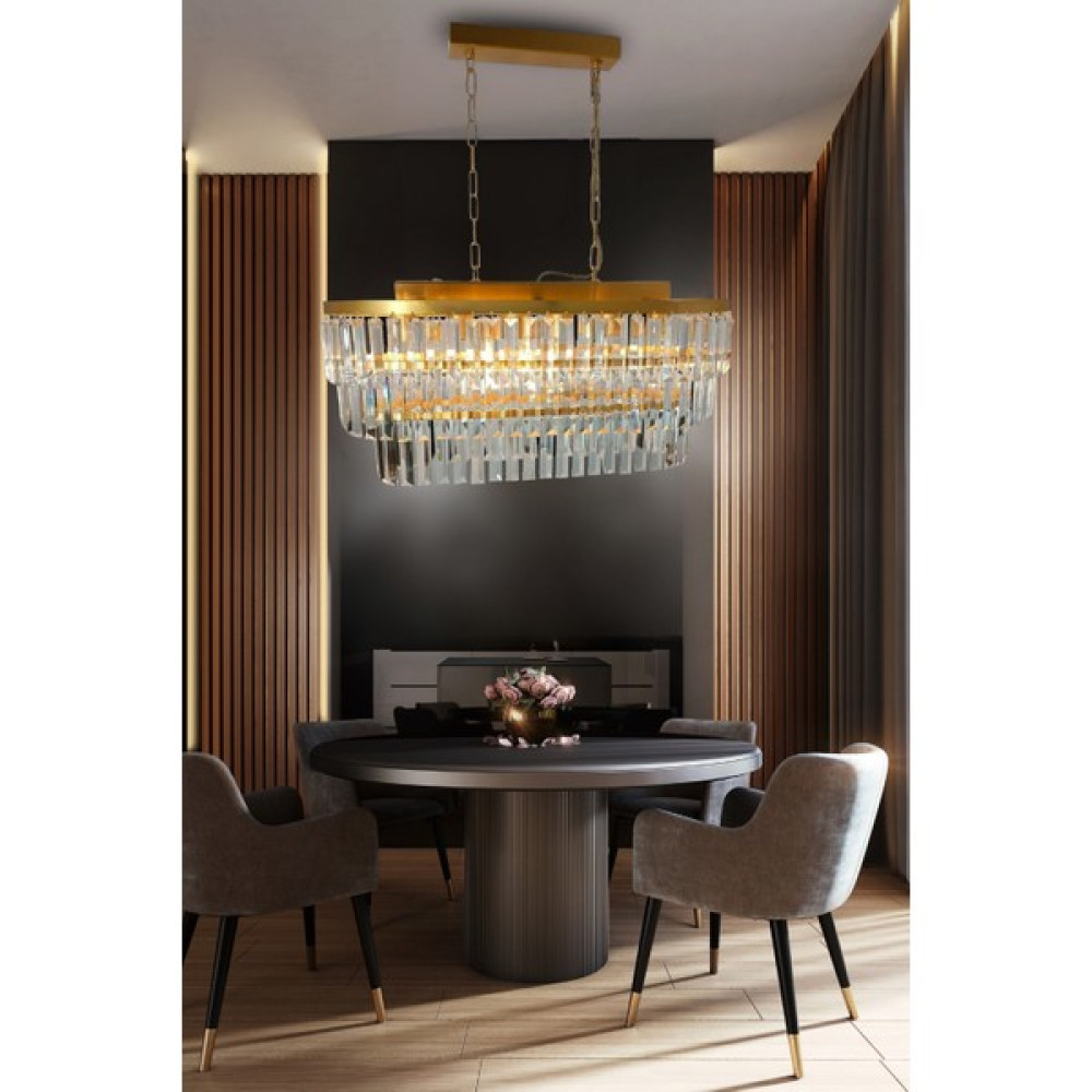 Birsen Aydınlatma Gizem Gold 73X30 Cm'lik Kristal Taşlı Yemek Masası Lüks Avize - Yatak Odası - Salon - Mutfak - Hol - 1'li Avize Fiyatı