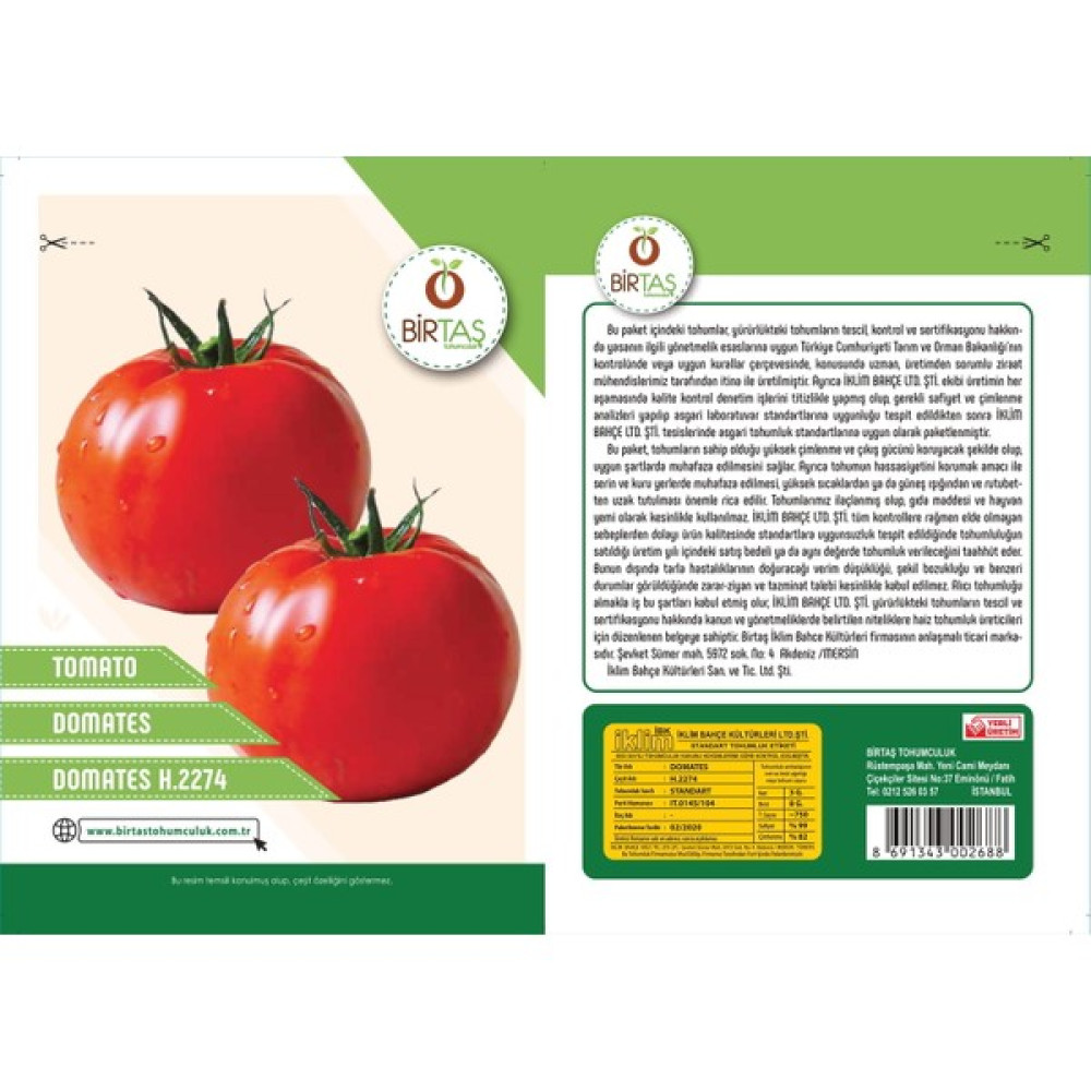 Birtaş H.2274 Domates Tohumu Paket - 1 Adet Oto Boyaları Fiyatı