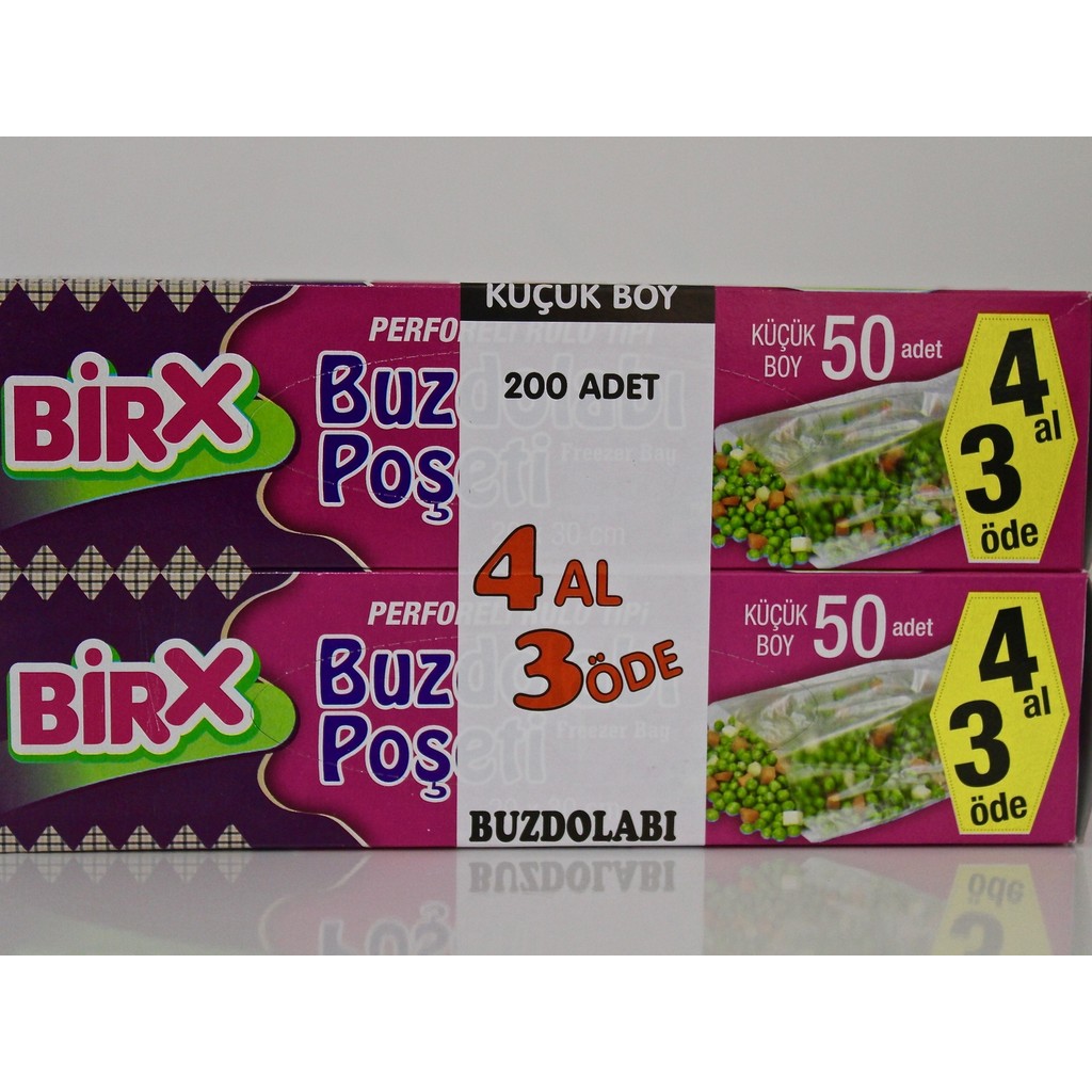 Bırx 20 x 30 cm 50'li 4 Al 3 Öde Küçük Boy 20 x 30 cm 50 'li Buzdolabı Poşeti. - 20x 30 cm Buzdolapları Fiyatı