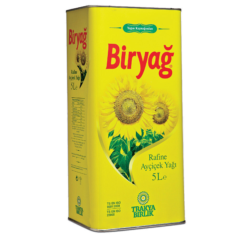 Biryağ Ayçiçek Yağı Teneke 5 Lt Bitkisel Yağlar Fiyatı