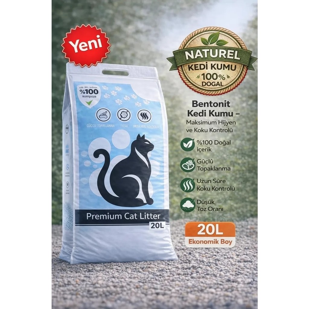 Biryirmi Bentonit Doğal Tozsuz Kedi Kumu 20 Litre %100 Beyaz Bentonit Kalın Taneli Kokusuz Topaklanan Premium Kedi Kumu Evcil Hayvan Ürünleri Fiyatı