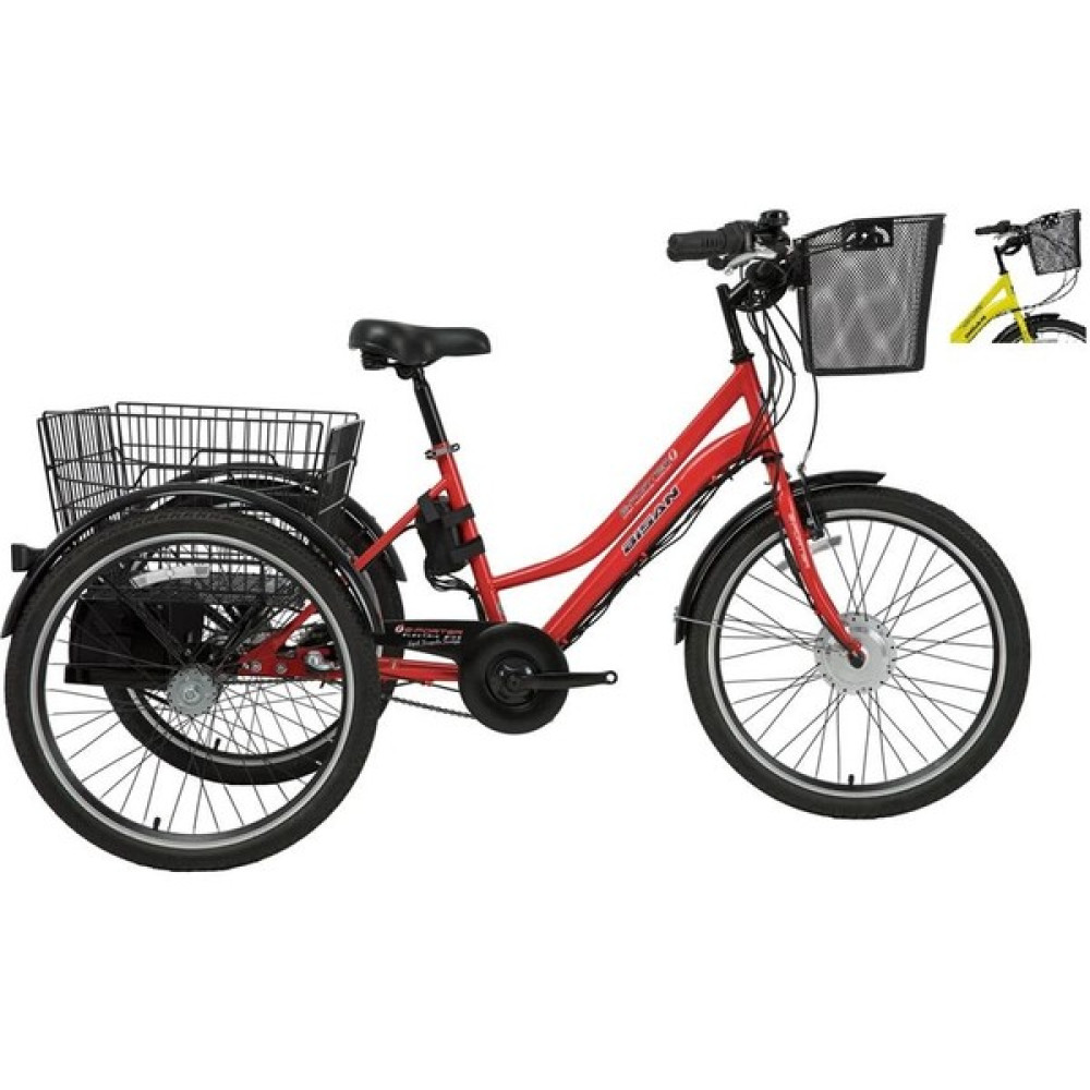 Bisan E-Porter Üç Tekerli Elektrikli Bisiklet 44CM V 24 Jant 3 Vites Sarı Beyaz Elektrikli Bisikletler Fiyatı