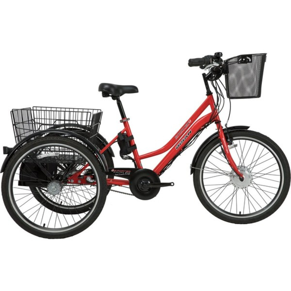 BİSAN e-PORTER UNISEX ÜÇ TEKERLİ ELEKTRİKLİ BİSİKLET 44CM V 24 JANT 3 VİTES KIRMIZI SİYAH Elektrikli Bisikletler Fiyatı