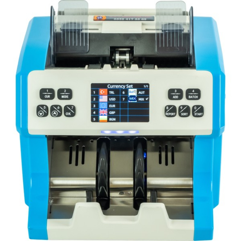 Bisaybak Blue Para Sayma Makinesi 5 Ülke Para Birimine Sahip Hafıza Para Sayma Makinesi Fiyatı