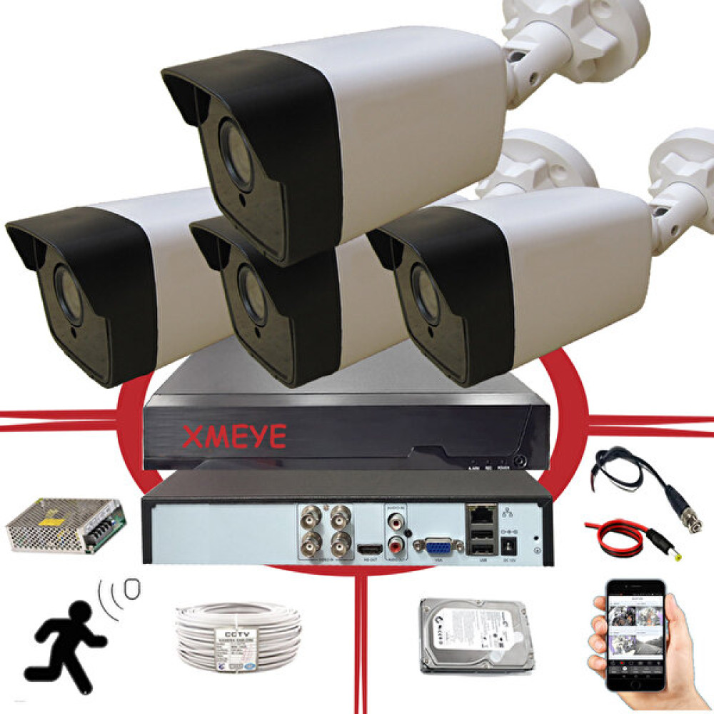 Bises 4 Kameralı Hareket Algılayan 5 MP Lens 36 IR LED Plastik Kasa Güvenlik Kamerası Seti BS 536 Güvenlik Kameraları Fiyatı