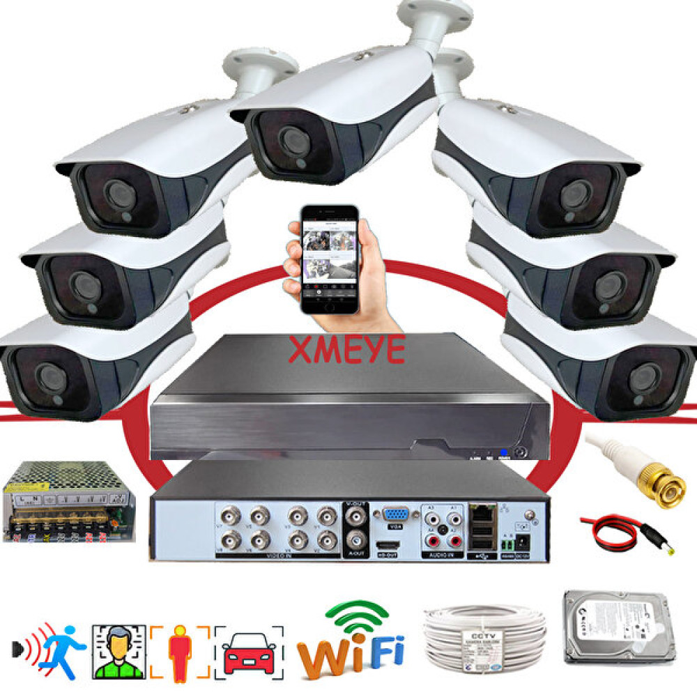 Bises 7'li Kameralı Araç ve İnsan Tanımalı Hareket Algılayan 5 MP Lens 36 IR LED Metal Kasa Güvenlik Kamera Seti Bs336 Güvenlik Kameraları Fiyatı