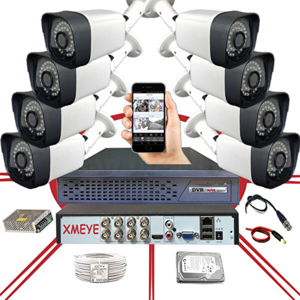 Bises 8 Kameralı Araç Yüz ve İnsan Tanımalı Hareket Algılayan 5 MP Lens 36 IR LED Güvenlik Kamerası Seti 436 Güvenlik Kameraları Fiyatı