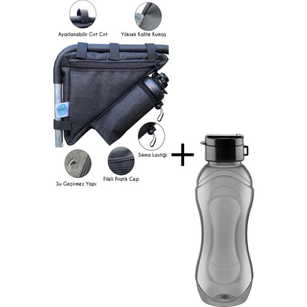 Bisiklet Çantası 2 Gözlü Su Geçirmez Özel Kumaş + Suluk Matara 750 ml Bisiklet Aksesuarları Fiyatı