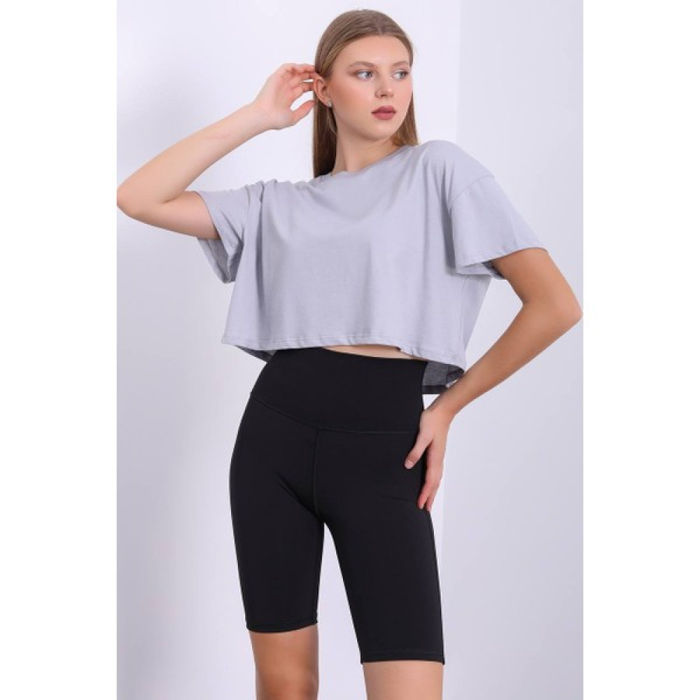 Bisiklet Yaka Crop T-Shirt Bayan T-shirt Fiyatı
